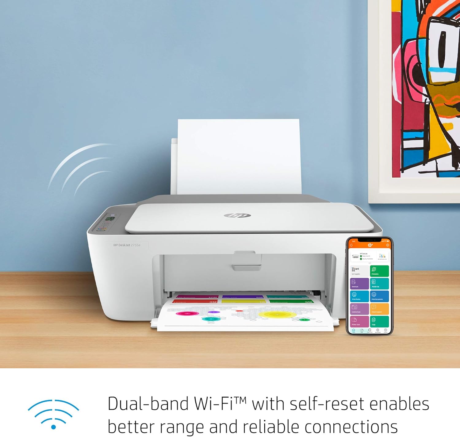 HP DeskJet 2755e Wireless Color All-in-One Printer with bonus 6 months Instant Ink with HP+ (26K67A) Pack of 2