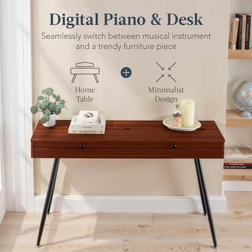 Best Choice Products 88-Key Weighted Full Size Digital Piano, Modern Desk Keyboard w/Metal Legs, 3 Sustain Pedal, MIDI, Headphone Jack - Natural
