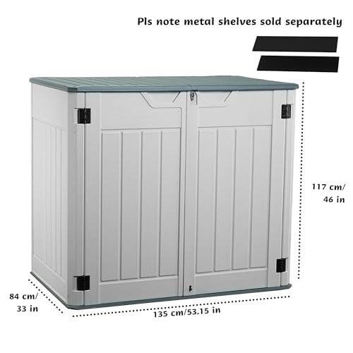 Vertical Resin Storage Shed, 60 Cuft Garden Tool Sheds & Outdoor Storage, Plastic Outdoor Storage Cabinet Waterproof, 4.5 x 2.3 ft Backyard Outside Lawn Mower Storage Shed, White
