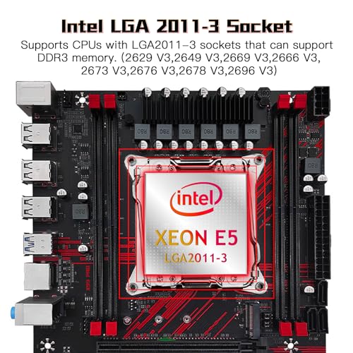 X99 Dual CPU Motherboard LGA 2011-3 Server Motherboard for Intel i7 5th/6th Gen Xeon E5 V3/V4 Series (E-ATX, 8*DDR4 ECC Max 256G, 2*NVME M.2, 2*Gb LAN, SATA 3.0, PCIe 3.0)