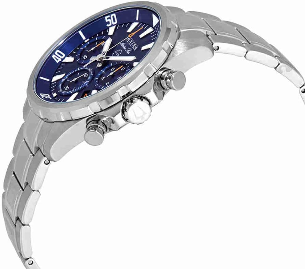 Bulova Men's Chronograph Quartz Watch with Stainless Steel Strap 96B256, Blue, Bracelet