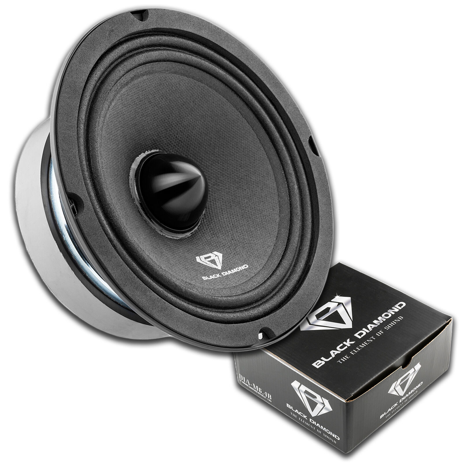 2 x Black Diamond Car Audio 6.5" 1000 W 4-Ohm Mid-Range Bullet Speaker DIA-M6.4B