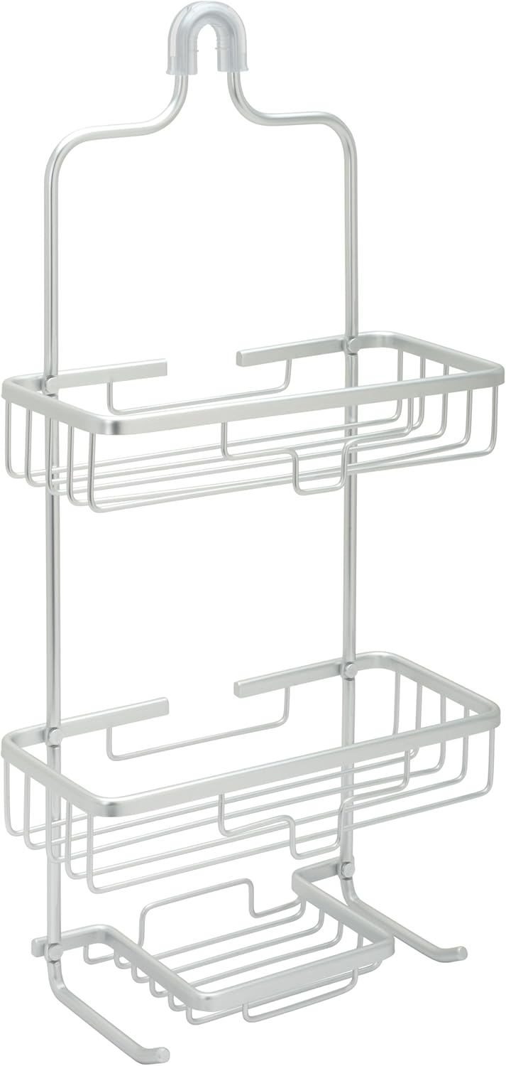 Zenna Home Rust-Resistant Over-The-Shower Door Caddy, Stainless Steel & NeverRust Rustproof Aluminum Shower Caddy, Satin Chrome