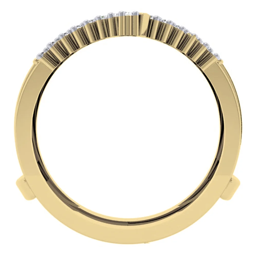 Dazzlingrock Collection 0.25 Carat (ctw) 14K Round Diamond Wedding Band Enhancer Guard Double Ring 1/4 CT, Yellow Gold, Size 6