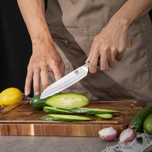 WILDMOK Kitchen Knife Block Set, 17-piece Knife Set with Wooden Block German Steel Kitchen Knives Sets with Bone Chopper, Gift Box