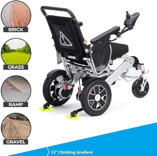 12 Miles Long Travel Range, Electric Wheelchair for Adults Folding Control Intelligent Power Wheelchairs Lightweight All Terrain Motorized Wheelchair for Seniors Portable