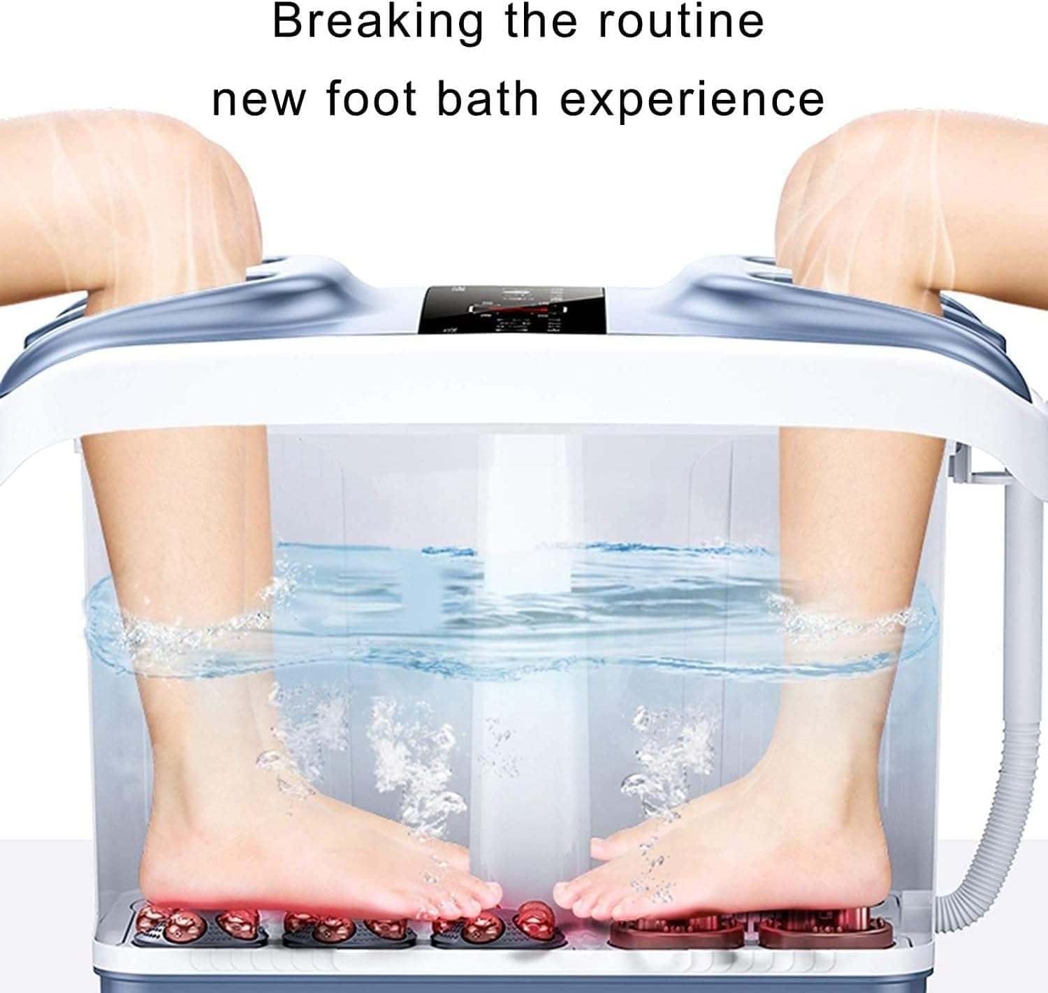 Foot Spa Bath Massager, Foot Spa Bath Massager with Heat, Bubble Jets and 6 Electric Long Massage Rollers, Pedicure Stone Soak Tub Home Bucket Heating Foot shiatsu-spa Machine Relax Foot Pressure