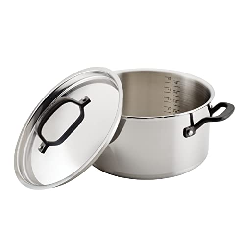 KitchenAid 5-Ply Clad Polished Stainless Steel Stock Pot/Stockpot with Lid, 8 Quart