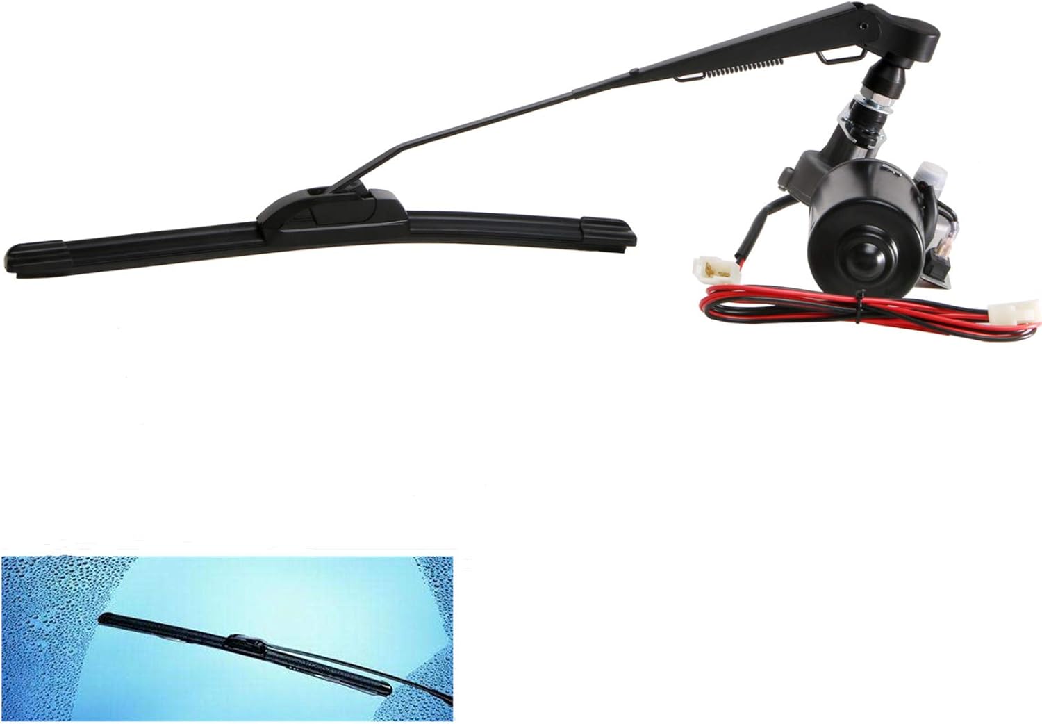 YiCross Electric UTV Windshield Wiper Motor 12V Hard Coated Polycarbonate Universal Windshield Wiper Kit w/Multi Wiper, 90 Degree Wipe Sweep