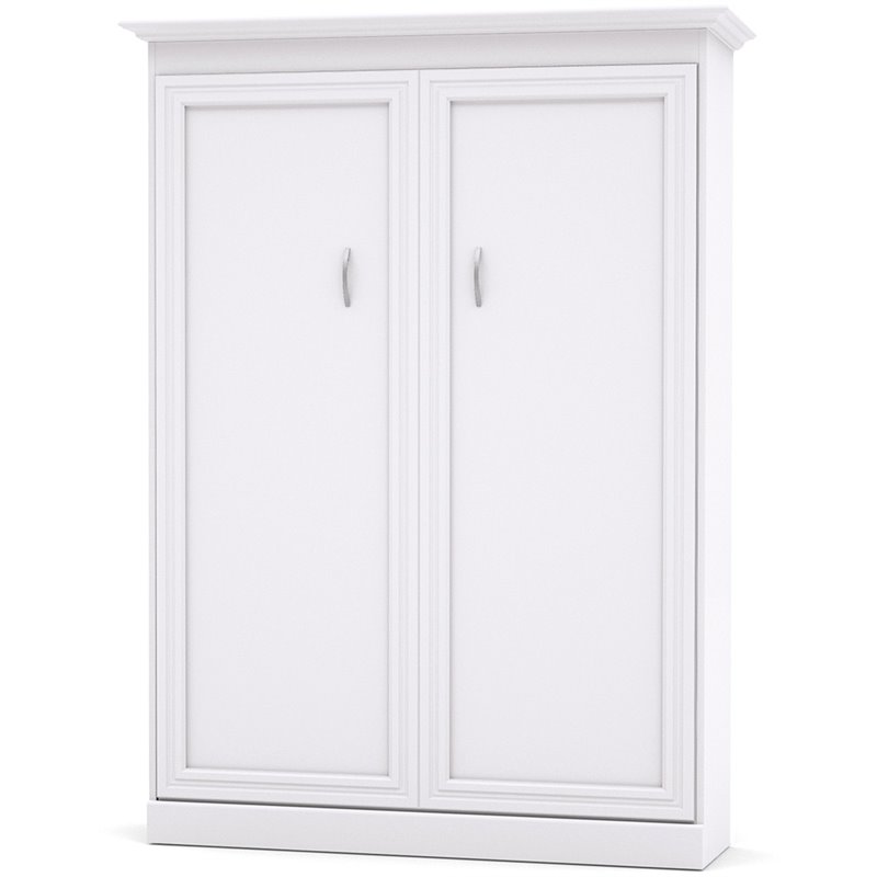 Atlin Designs 73"W Contemporary Wood Full Murphy Bed with Sofa in White/Gray