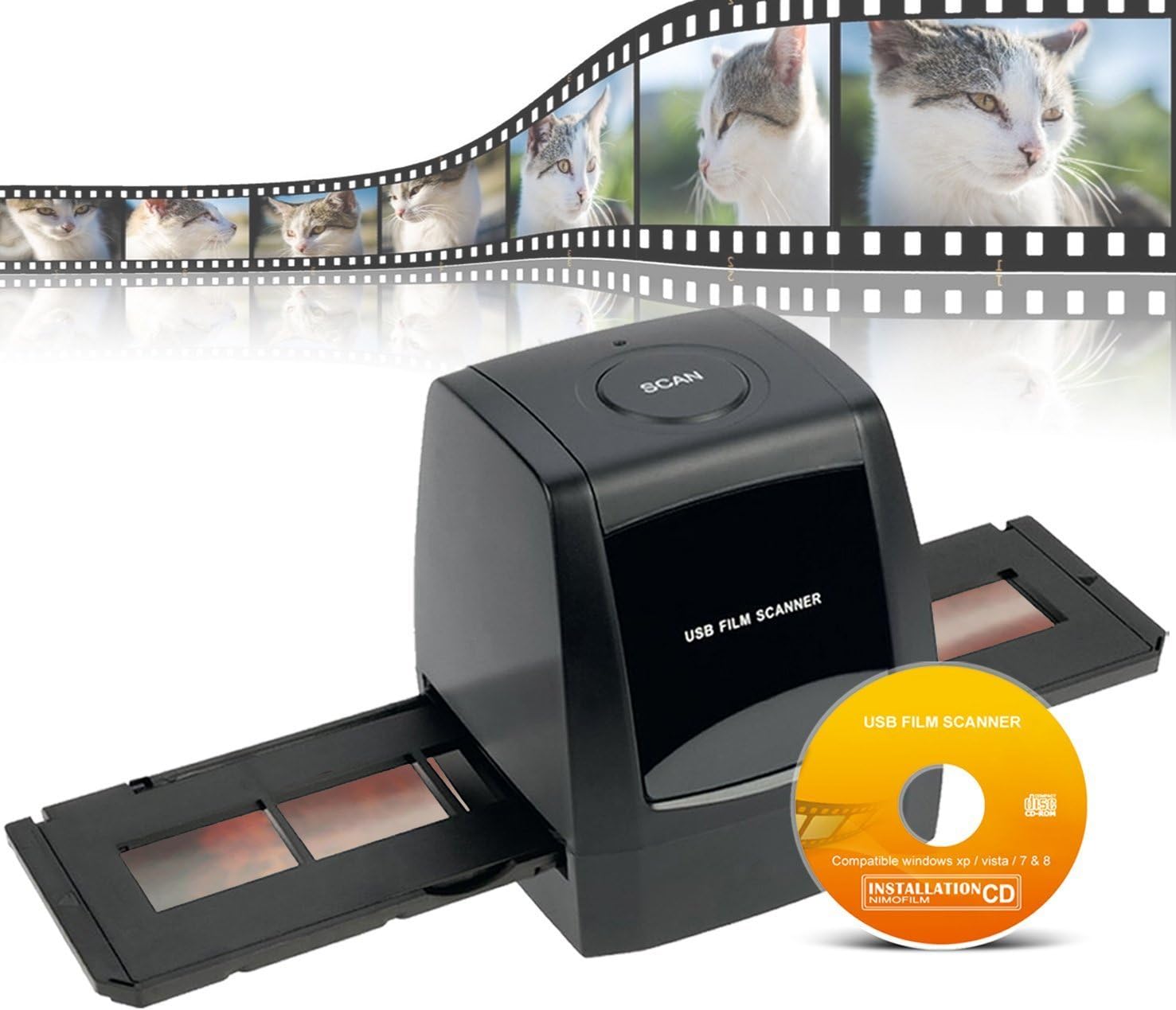 DIGITNOW!Film Scanner Convert 35mm/135 Negatives and Slides to Digital Format,Support XP/Vista/Windows7 .8.10(Not Support Mac)