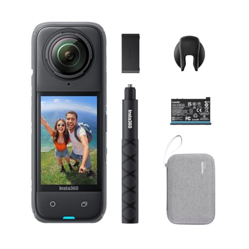 Insta360 X4 Motorcycle Bundle- 8K Waterproof 360 Action Camera, 4K Wide-Angle Video, Invisible Selfie Stick, Removable Lens Guards, 135 Min Battery Life, AI Editing, Stabilization, No Micro SD Card
