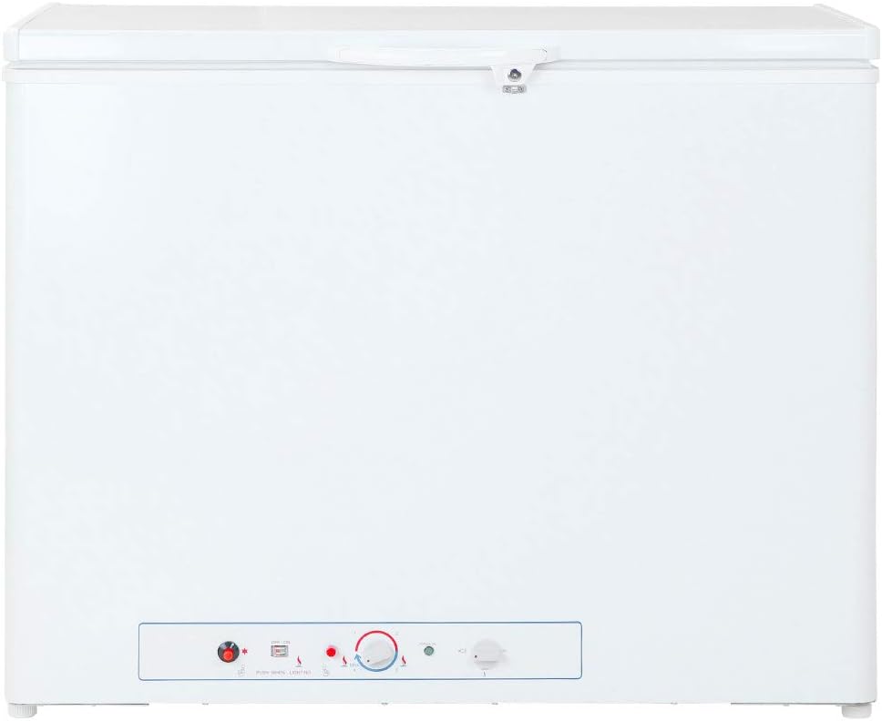 SMETA Propane Freezer Gas/Electric Propane Chest Freezer Off-grid Life Lockable Absorption Propane Deep Freezer for RV Camper Van Cabin, Large Capacity7.1 Cu.Ft, White