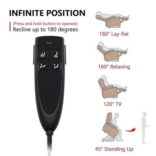 Power Lift Chair Lay Flat Recliner Infinite Position Electric Dual Motor Stand Up Lift Chair with Massage and Heat for Adults,Heavy Duty Recliners with 2 Remote Controls and Two Cup Holders