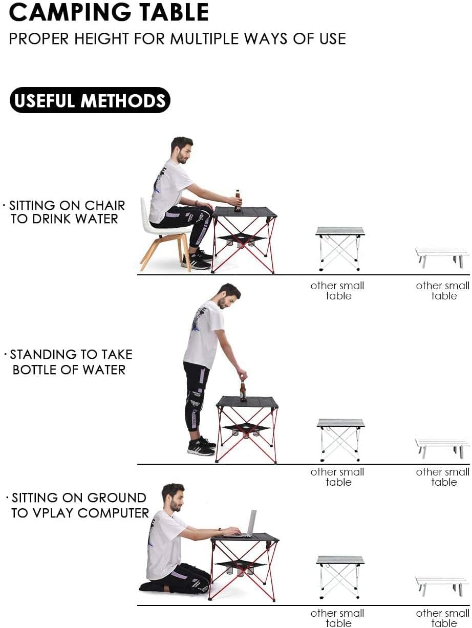 Outdoor Folding Camping Table Lightweight: Portable Camp Table with Cup Holders and Carrying Bags Outside Camping Tables That Fold Up Lightweight for Outdoor Picnic Beach Hiking Travel Fishing Medium