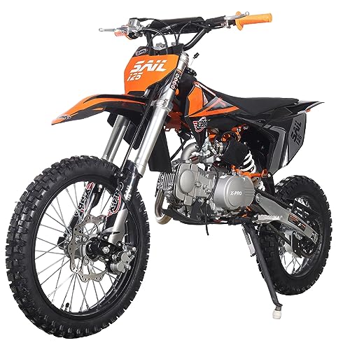 X-PRO Sail 125cc Zongshen Brand Engine Dirt Bike with 4-Speed Manual Transmission! Kick Start, Big 17"/14" Tires! (Black)