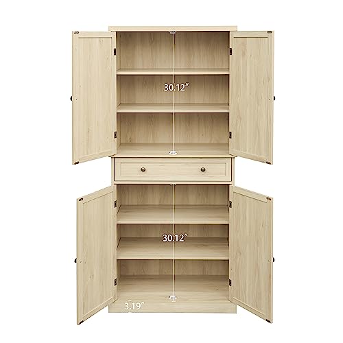 NicBex Modern Pantry Cabinet Farmhouse Bar Cabinet for Liquor and Glasses, Dining Room Kitchen Cabinet with Wine Rack, Sideboards Buffets Bar Cabinet, Charcoal Grey
