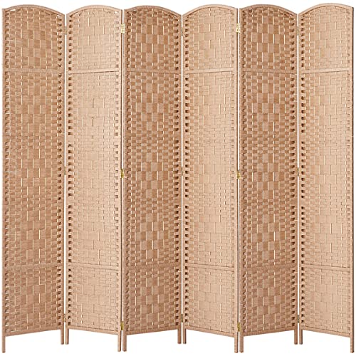 Rose Home Fashion Room Divider, Room Dividers and Folding Privacy Screens, 16" Privacy Screen 8 Panel Room Divider Wall Partition Room Dividers,6 ft.Tall Panle Screen Portable, Light Beige