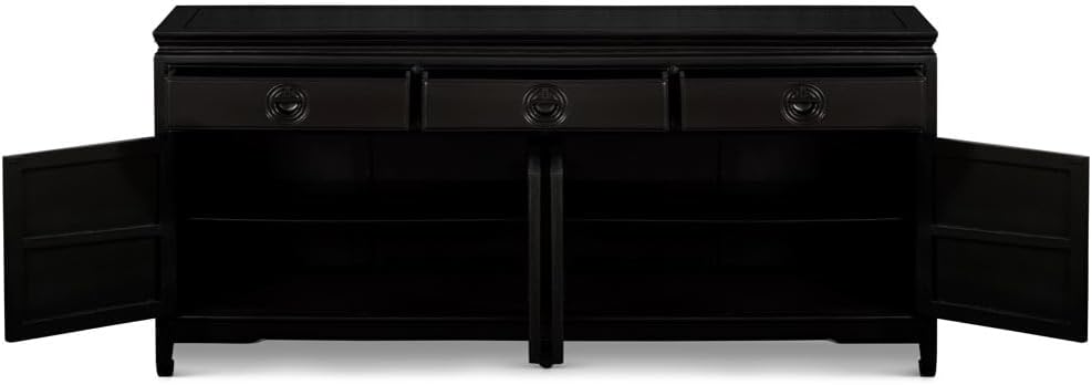 China Furniture and Arts 72in Black Rosewood Chinese Longevity Sideboard