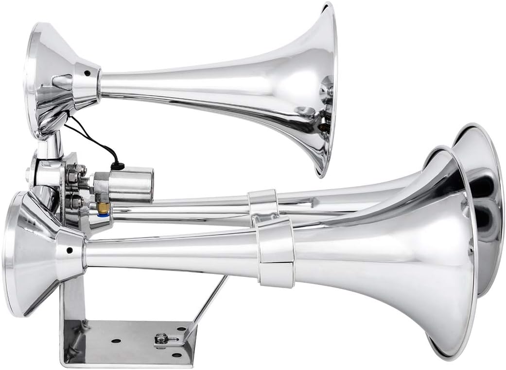 GG Grand General 69991 Chrome Heavy Duty Train Horn with Triple Brass Trumpet for Superior Sound