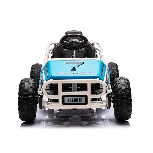 24V Ultimate Go Kart for Kids Ages 6-12, 2x200W Powerful Motor Electric Go Kart, 6MPH Outdoor Off-Road Dirt Road Electric Car,15"x11" Wide Seat, Metal Frame, Powerful Shock Absorbers, Blue