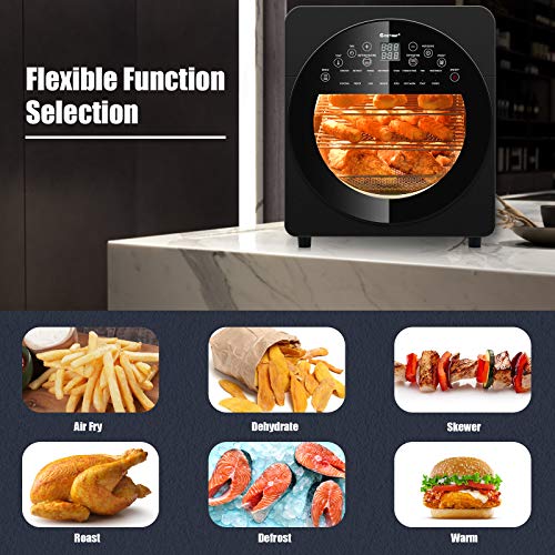 COSTWAY 15.5 QT Air Fryer Oven, 16-in-1 Convection Air Fryer with 16 Cooking Presets Rotisserie Dehydrator Roast Bake Broil, Oil-Free Countertop Oven with Timer Temperature Control and 8 Accessories