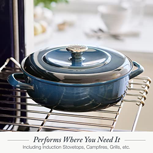 Merten & Storck German Enameled Iron, Round 4QT Casserole Braiser with Lid, Foundry Red