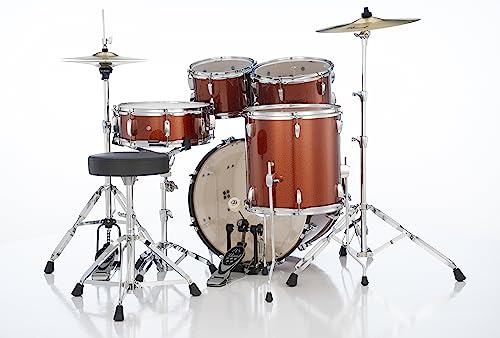 Pearl Roadshow Drum Set 4-Piece Complete Kit with Cymbals and Stands, Charcoal Metallic (RS584C/C706)