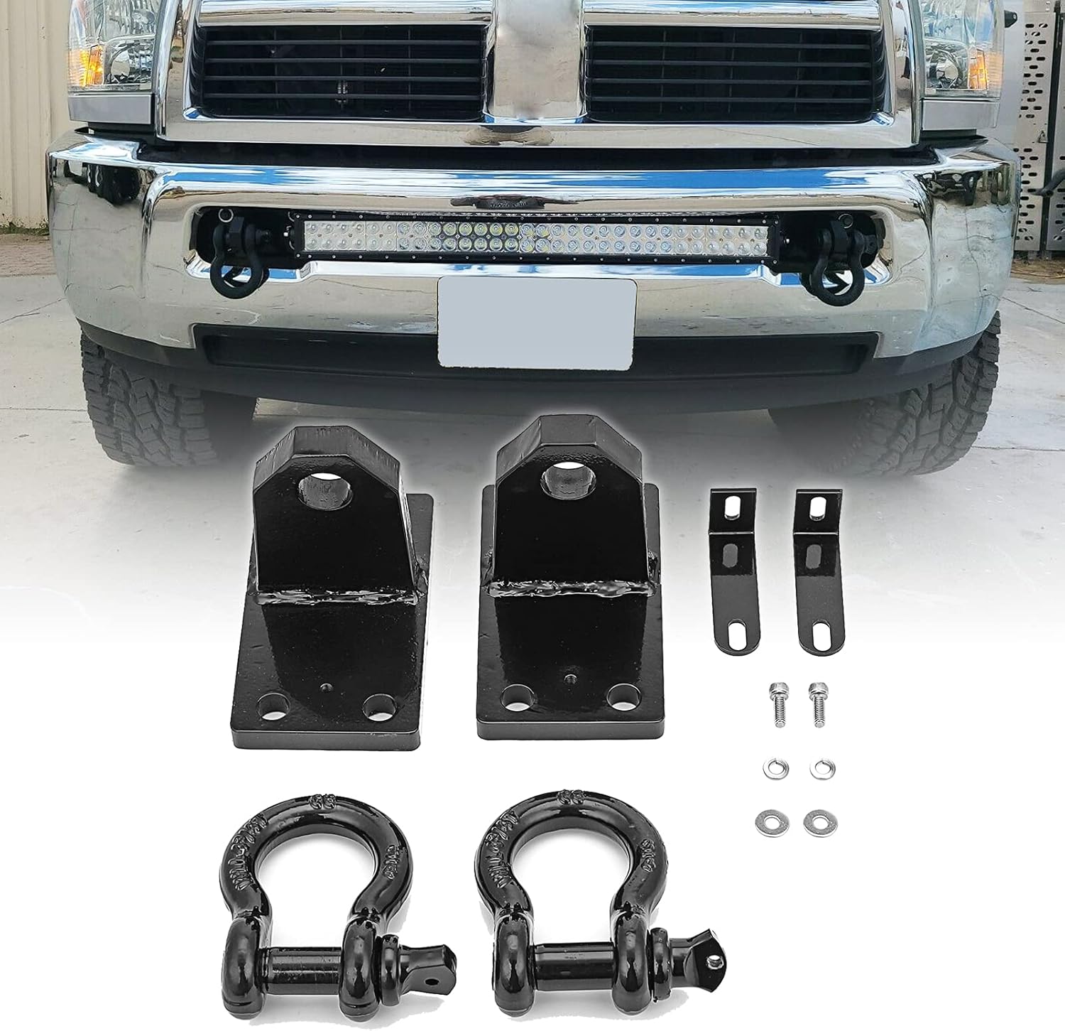 WSays Tow Hook 32 Inch LED Light Bar Front Hidden Bumper Mounting Bracket Compatible with 4th Gen 2010-2019 RAM 2500/3500/4500