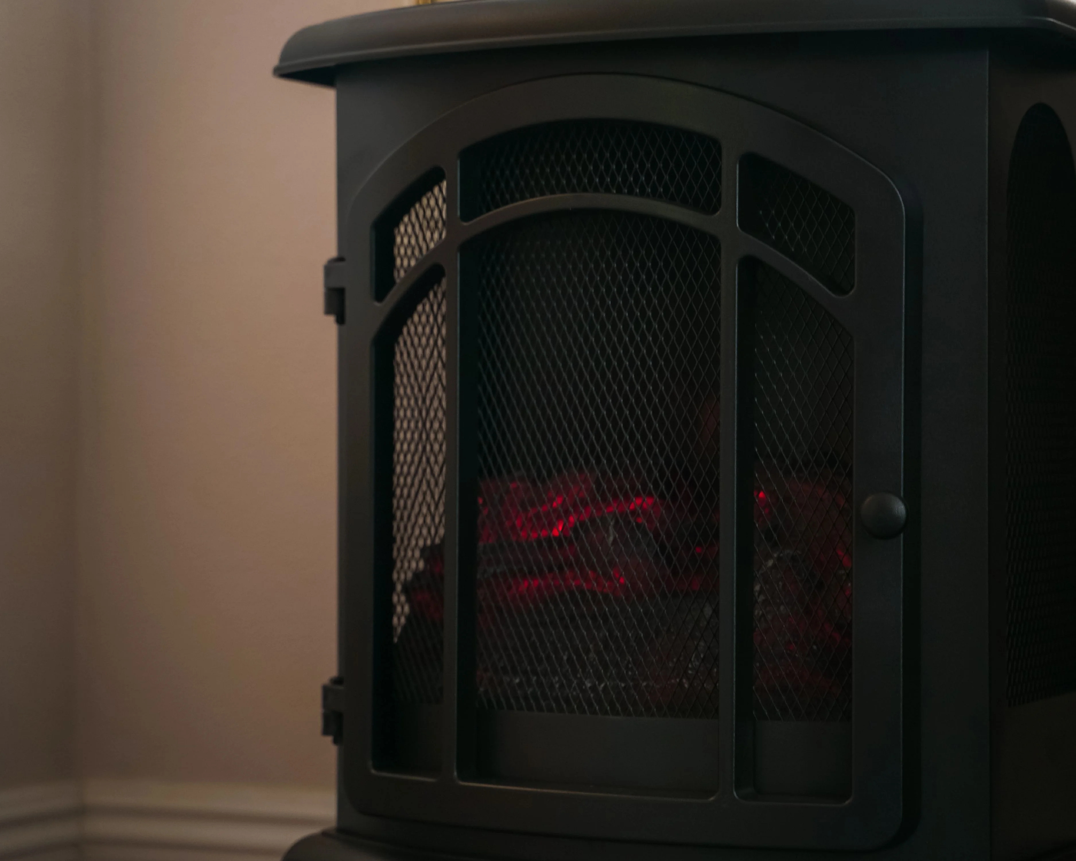 XBrand Free Standing Portable High/Low Heat Wired Fire Stove with Manual Control and LED Flame Effect, 24 Inch Tall, Black