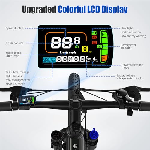 Electric Bike, 1000W Peak Motor, 26” Electric Mountain Bike, 375Wh Removable Battery, 40 Miles Range & 22 Mph Step-Over Ebike for Adults, Electric Bicycle for Commute, 7 Speed