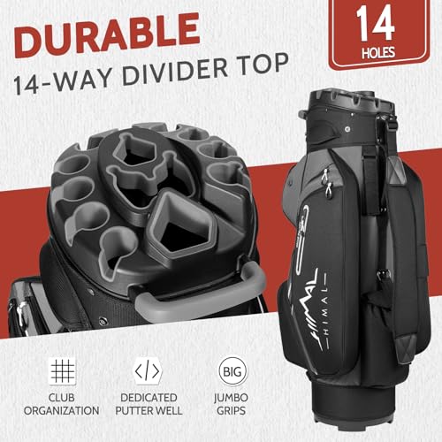 14-Way Golf Cart Bag Pro with Full Length Divider Top, Golf Bag for Men with Handles and Rain Cover
