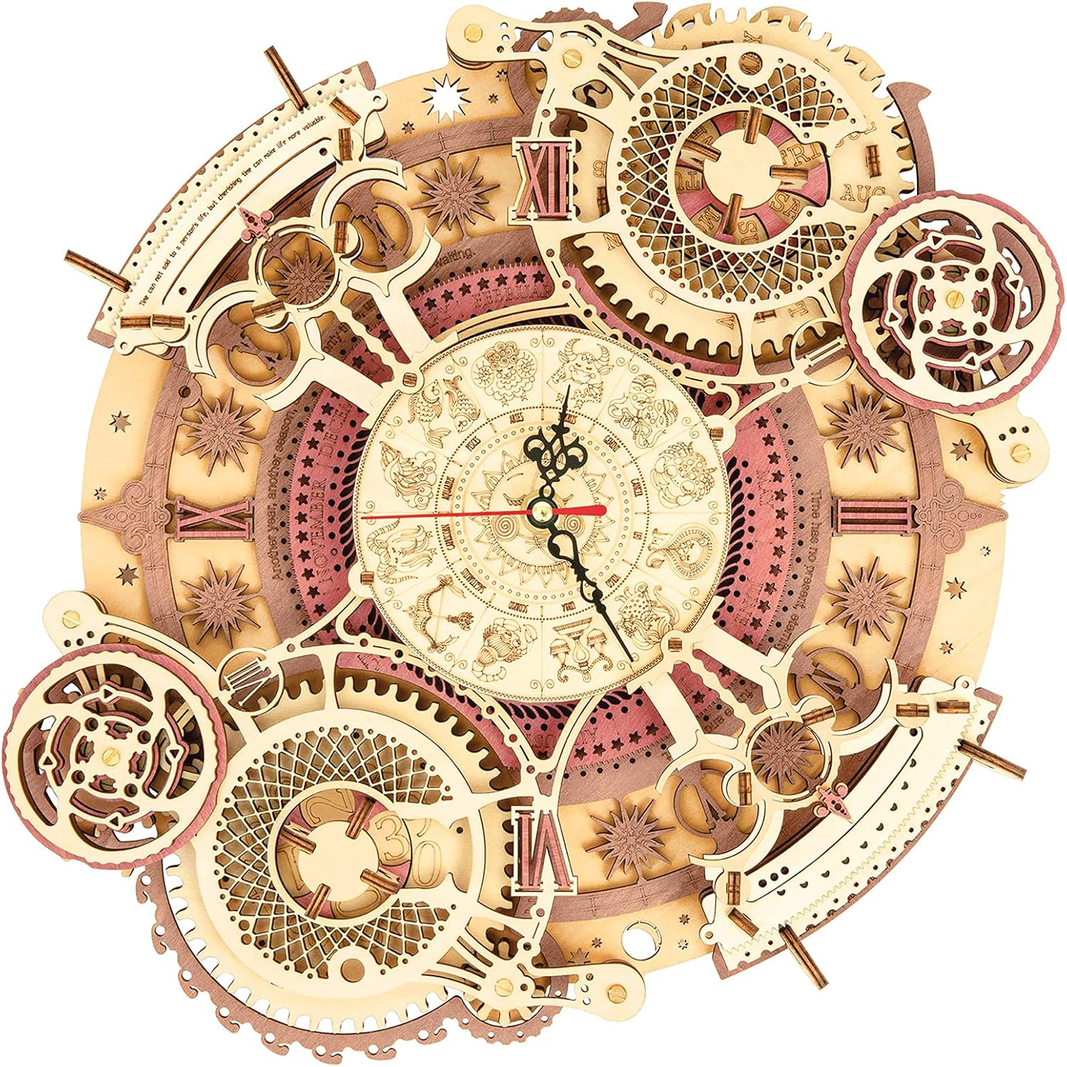 ROKR 3D Wooden Puzzles Zodiac Wall Clock Model Kits to Build DIY Mechanial Building Set for Adults Birthday