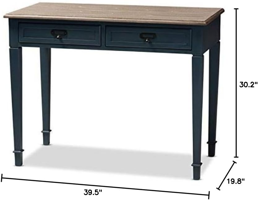 Baxton Studio Dauphine French Provincial Spruce Blue Accent Writing Desk