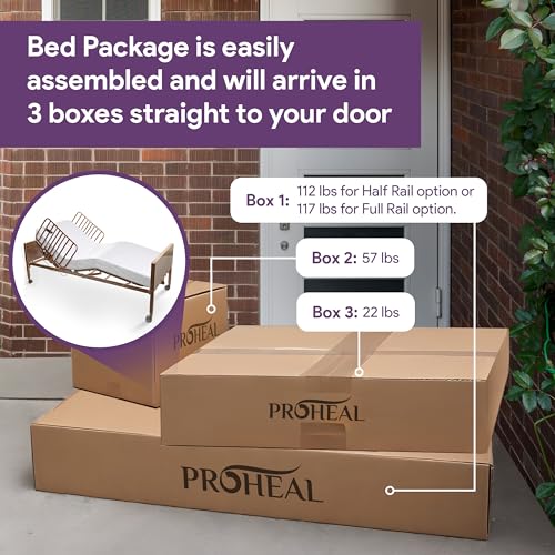 Full Electric Hospital Bed for Home Use with Foam Mattress and Half Rails - Medical Bed for Long Term Care and Medical Facilities - 36" x 80", Adjustable Height Range and Hi Lo