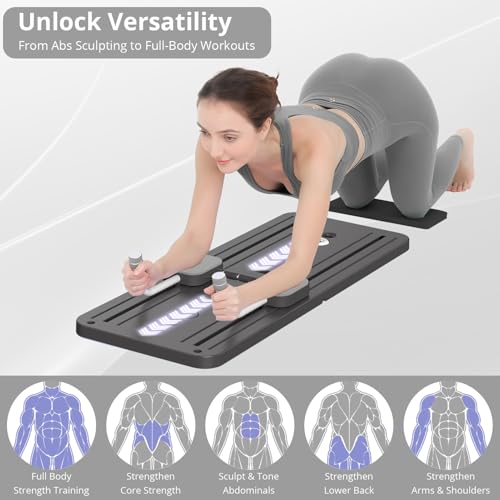 JANUA Pilates Board - Pilates Reformer Set, Multi-Purpose Foldable Pilates Reformer Board for Home, 5 in 1 Pilates Sliding Board