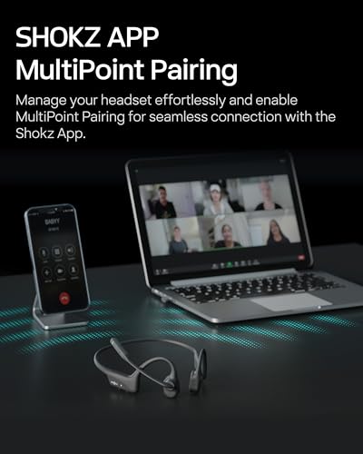 OpenComm2 2025 Upgrade - Open-Ear Bone Conduction Headphones, Wireless Bluetooth Headset with Noise Canceling Mic & Mute Button for Work Calls and Meetings, 16 Hour Talk Time for Mobile & PC - C120