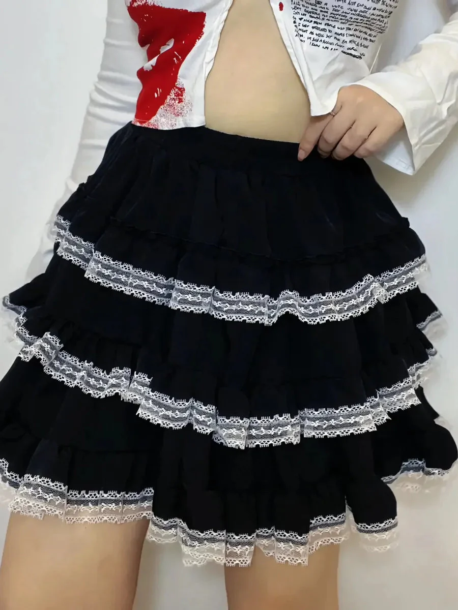 'Pancake' Kawaii Lace Hem Tutu Skirt