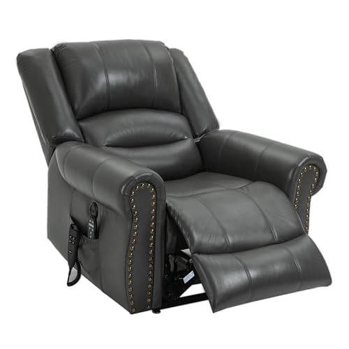 Dual Motor Power Lift Chair, Lay Flat Recliner Chair, Electric Recliner with Massage and Heat for Elderly, Remote Control, Infinite Position, Standing Assistance, USB Ports, Faux Leather, Brown