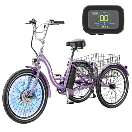 Electric Tricycle for Adults, 350W 36V Electric Trike Motorized Three Wheel Electric Bicycle, 7 Speeds 3 Wheels Adult Electric Tricycle with Large Basket