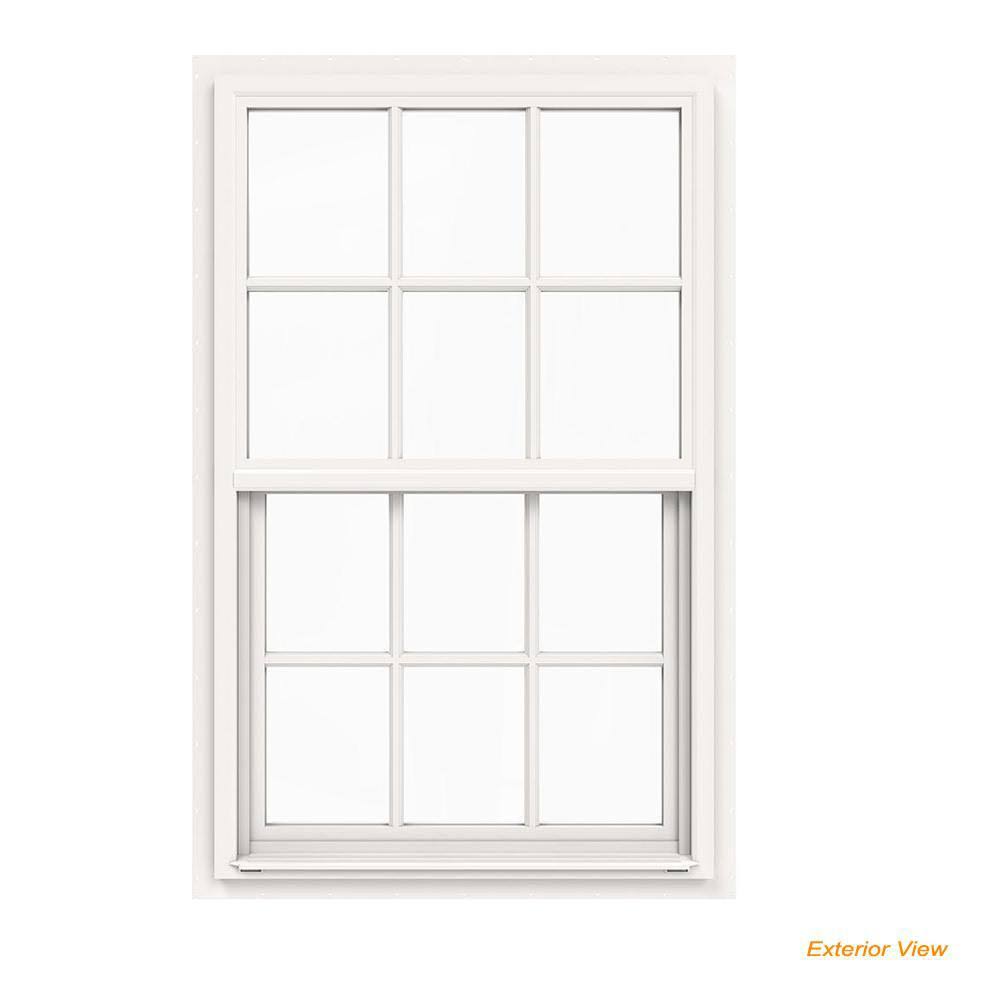 JELD-WEN 30 in. x 48 in. V-4500 Series White Single-Hung Vinyl Window with 6-Lite Colonial Grids/Grilles