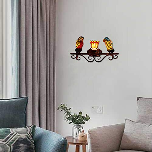 LITFAD Triple Head Butterfly Sconce Lighting Tiffany Style Stained Glass Wall Light LED Bedside lamp Wall Lamp in Multi Color Living Room Bedroom Hotel Restaurant
