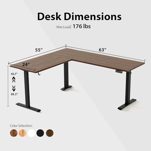 Agilestic L Shaped Electric Standing Desk with 2 Drawers, 63 Inch Ergonomic Adjustable Height Desk with Storage, Corner Desk Sit Stand up Computer Table for Work Office Home, Rustic Brown
