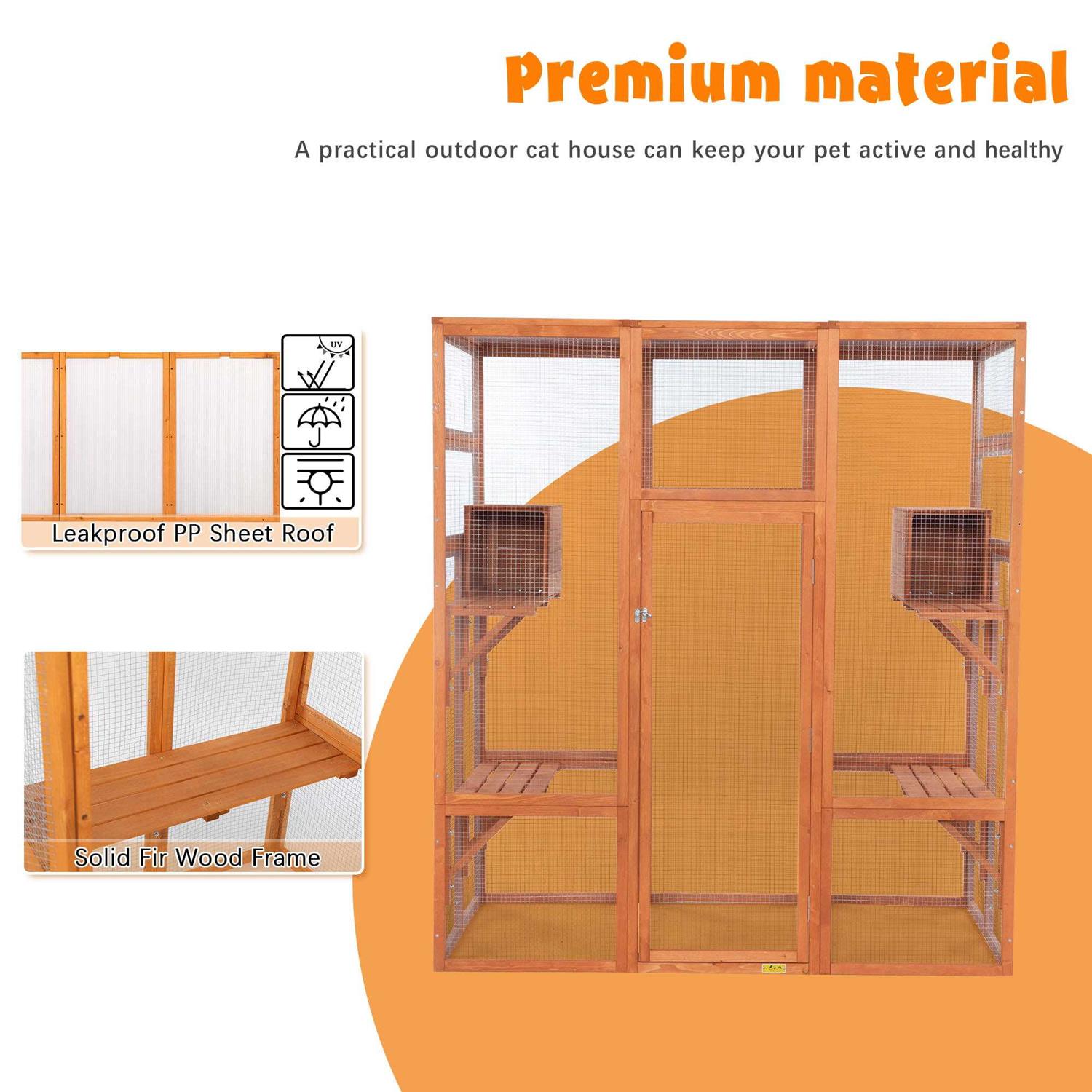 Coziwow Large Wooden Cat House Catio Enclosure - Pet Supplies online store