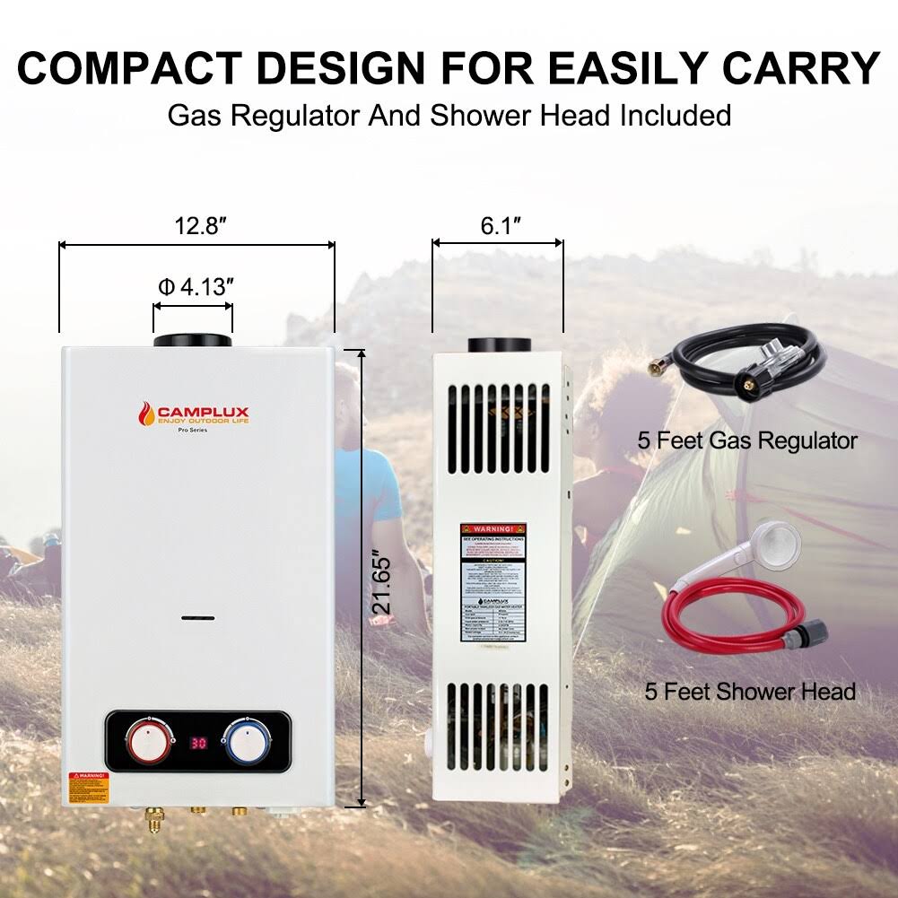 Camplux Enjoy Outdoor Life Pro 2.64 GPM 10 in. L Residential Outdoor Liquid Propane Portable GAS Tankless Water Heater