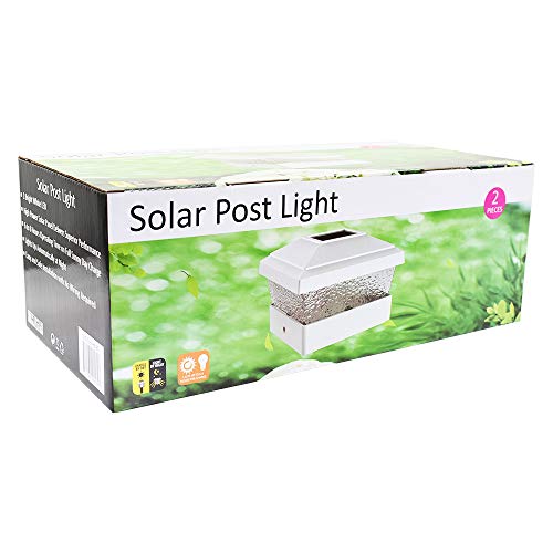 18 Pack White Outdoor Garden 5 x 5 Solar LED Post Deck Cap Square Fence Light Hammered Lens Landscape Lamp PVC Vinyl