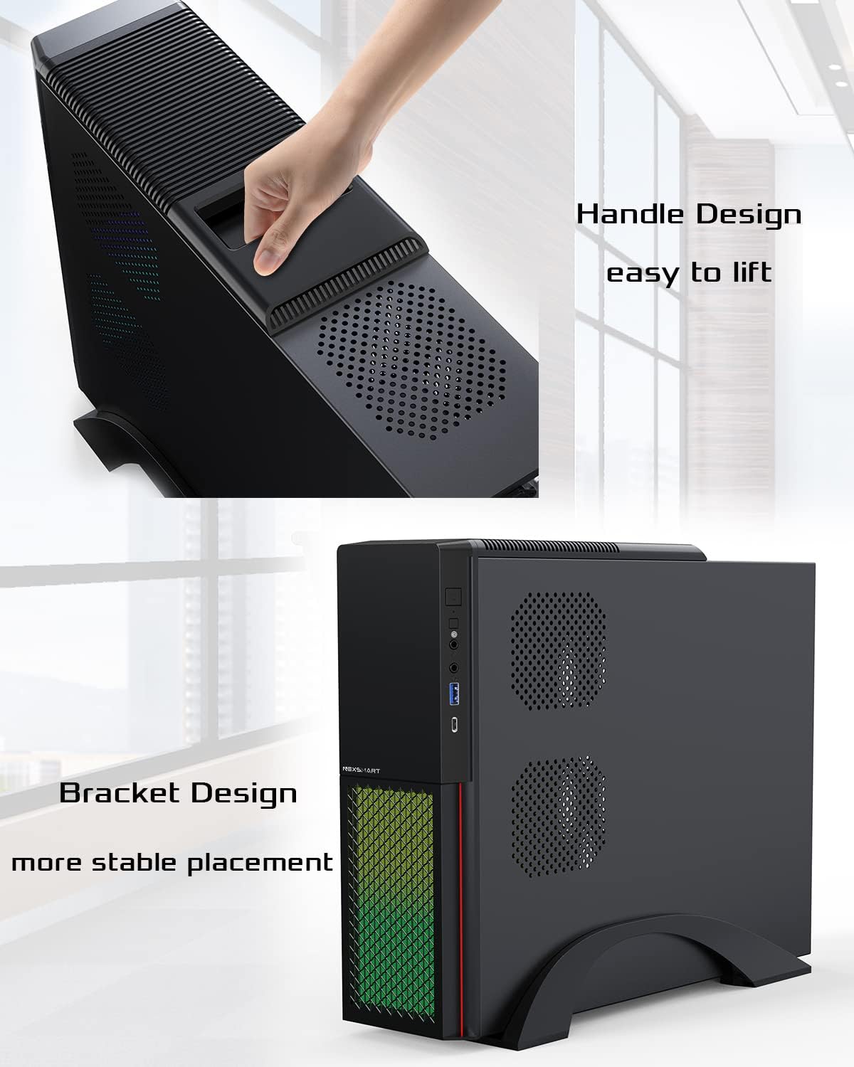 Desktop Computer PC 16GB RAM 512GB SSD Core i7-4765T Processor with 2.4G/5G/6G WiFi6E Bluetooth 5.3, Small Size and RGB Light, Mouse Keyboard