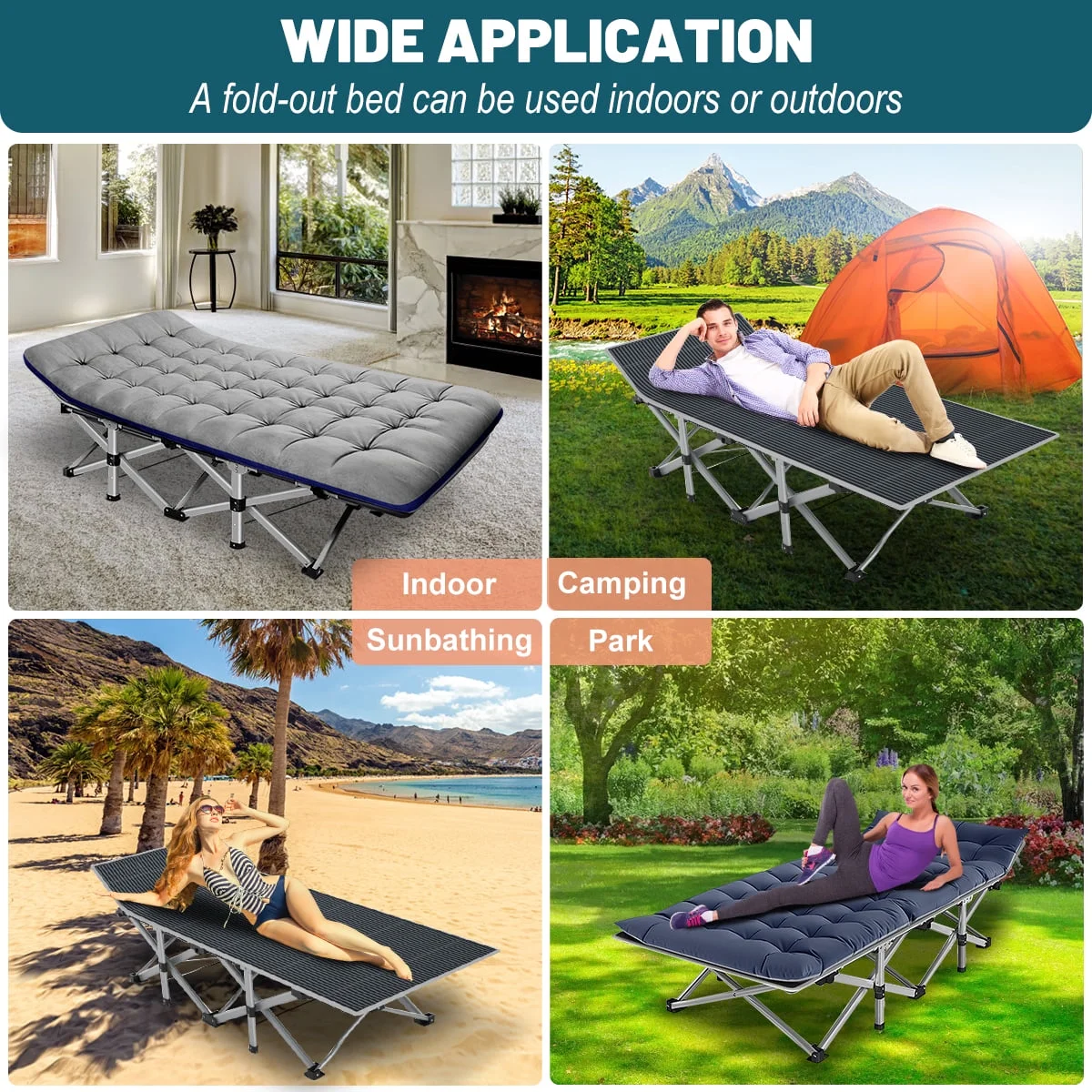 Lilypelle Folding Camping Cot for Adult，Portable Fold Up Cot， Sleep Cot for Home/Office/Hospital