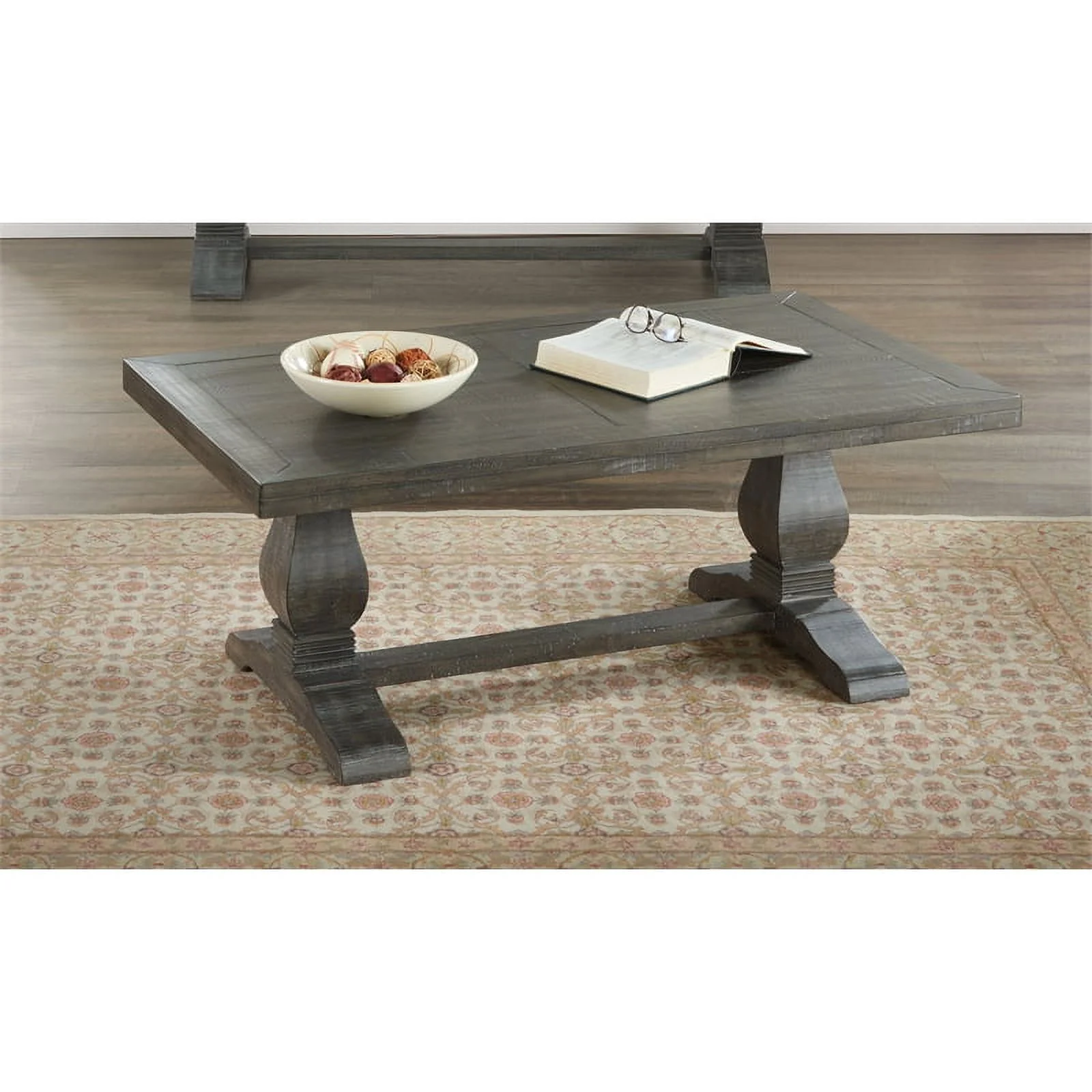 Home Square 2-Piece Set with Napa Solid Wood Coffee Table & End Table in Gray