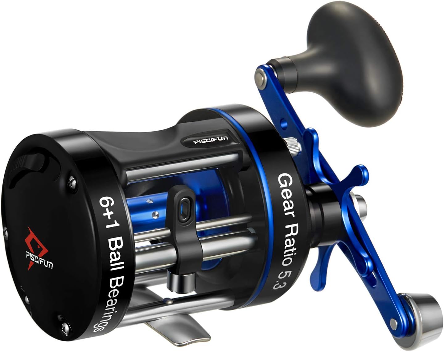 Piscifun Chaos XS Round Reel - Reinforced Metal Body Round Baitcasting Reel, Smooth Powerful Saltwater Inshore Surf Trolling Fishing Reels, Conventional Reels for Catfish, Musky, Bass, Pike